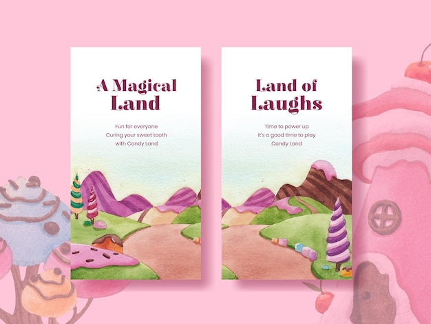 Szablon Instagram Z Ilustracją Akwareli Projektu Candy Land