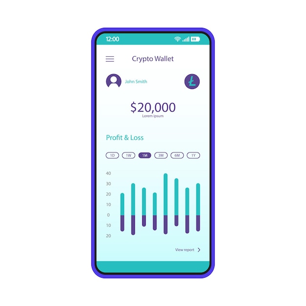 Szablon Interfejsu Smartfona Aplikacji Salda Kryptograficznego. Platforma Handlu I Wymiany Kryptowalut. Układ Strony Aplikacji Mobilnej. Ekran Statystyk Giełdowych. Płaski Interfejs Użytkownika. Wyświetlacz Telefonu
