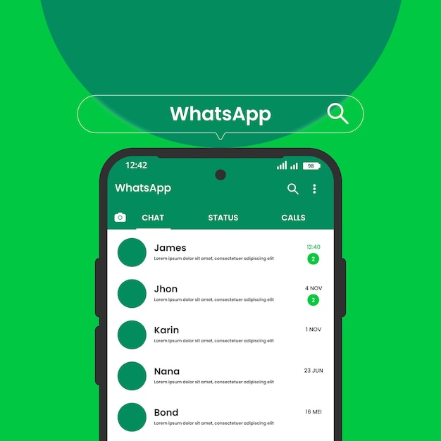 Szablon Interfejsu Whatsapp Na Makietach Telefonu Komórkowego Darmowych Wektorów