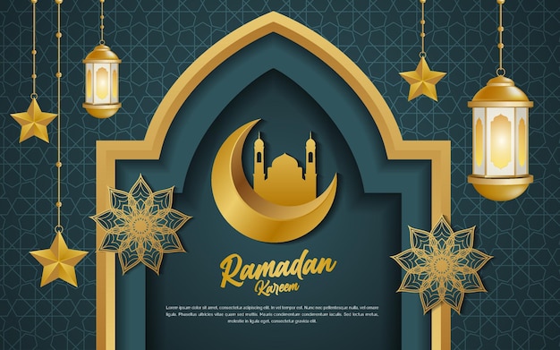 Szablon Islamskiego Banera Ramadan Kareem