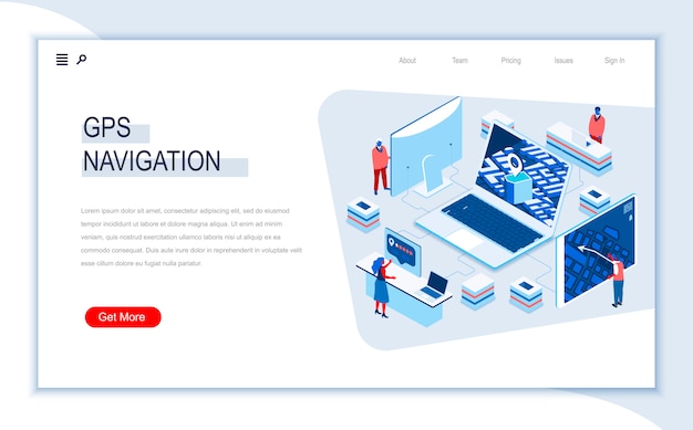 Szablon Izometryczny Strony Docelowej Nawigacji Gps.