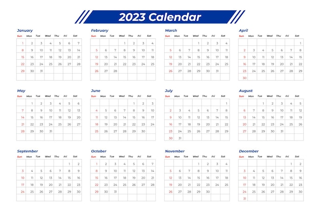 Szablon kalendarza 2023