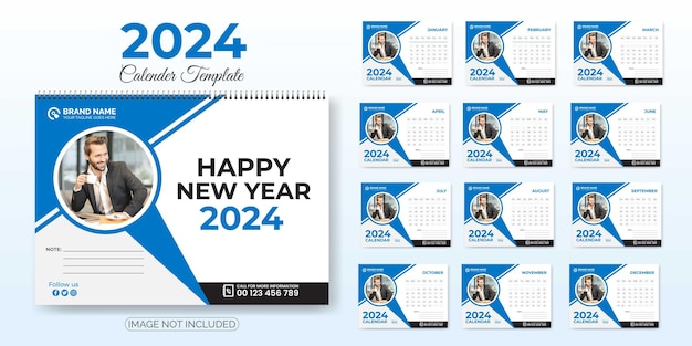 Szablon Kalendarza Biurkowego Na Nowy Rok 2024