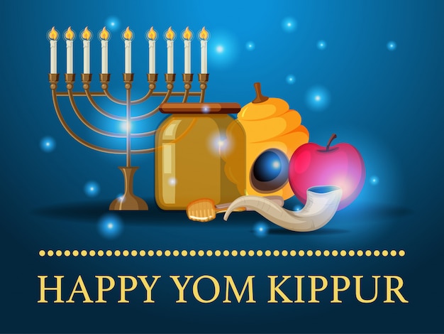 Szablon Kartki Okolicznościowej Logo Yom Kippur Lub Tło