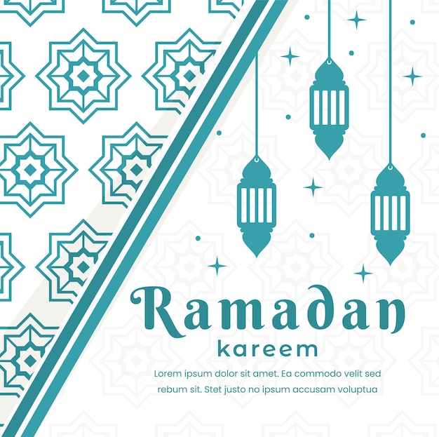 Szablon kartki powitalnej Ramadanu dla mediów społecznościowych z islamską dekoracją