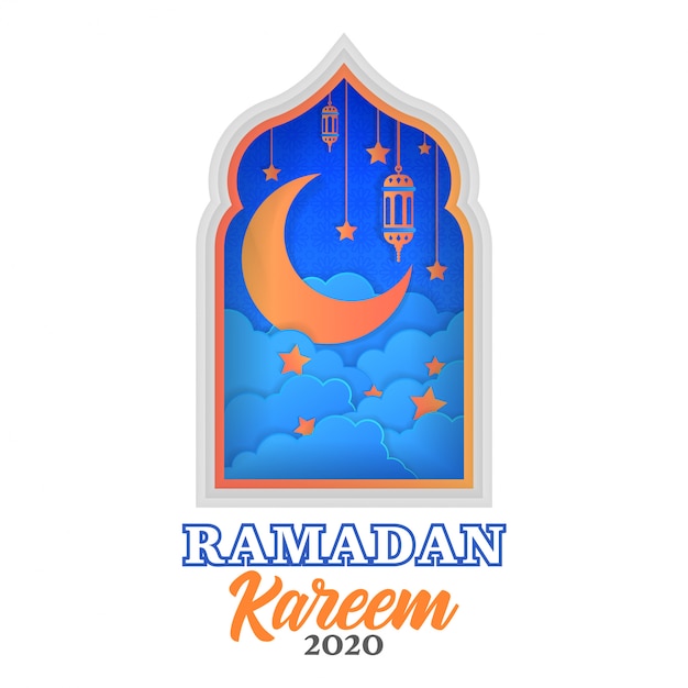 Plik wektorowy szablon karty z pozdrowieniami ramadan