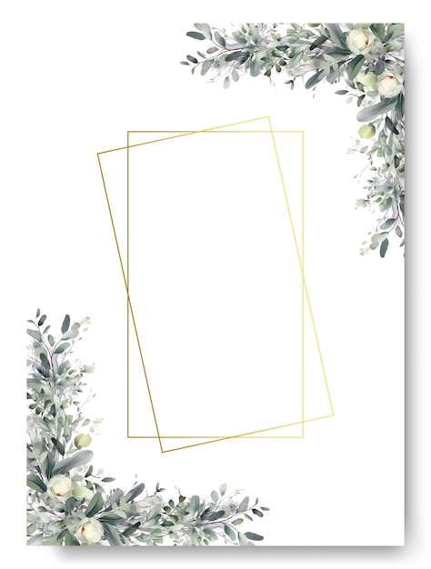 Plik wektorowy szablon karty zaproszenia ślubne z białym jaśminowym tłem kwiatowym i akwarelowym
