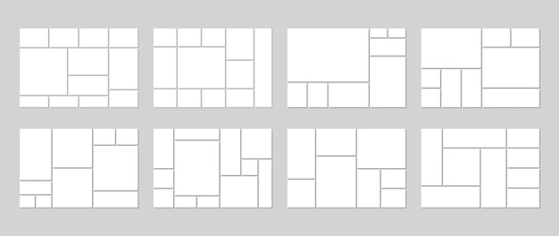 Szablon Kolażu Zdjęć. Pusta Tablica Nastrojów. Zestaw Siatek Do Zdjęć.