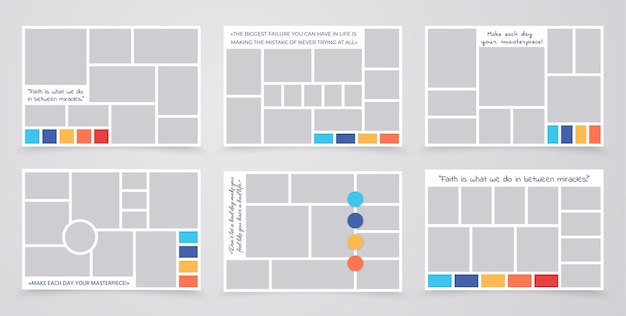 Szablon Kolażu Zdjęć Tablica Nastrojów Zestaw Siatek Zdjęć Ilustracja Wektorowa