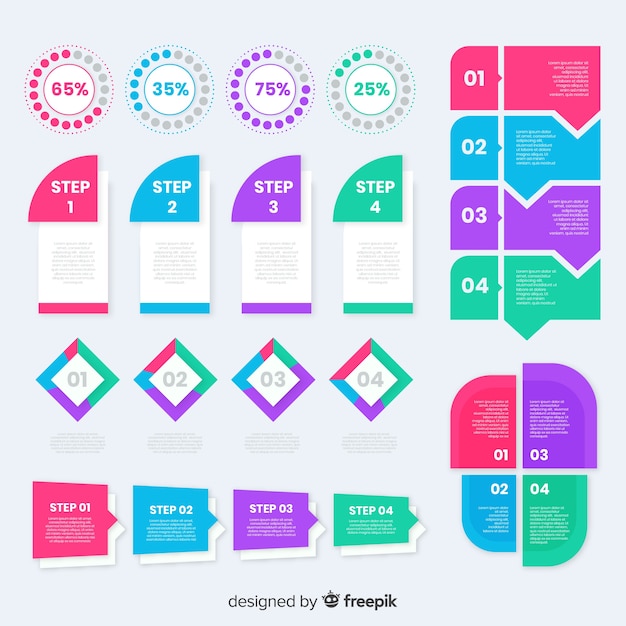 Szablon Kolekcji Kroki Infografiki