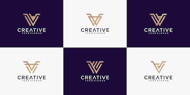 Szablon Kolekcji Monogram Kreatywnych Litery V Logo