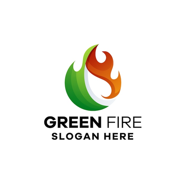 Szablon Kolorowe Logo Gradientu Zielonego Ognia