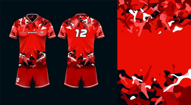 Szablon Koszulki Sportowej Makieta Linii Pasków Abstrakcyjny Projekt Do Gry W Piłkę Nożną Wyścigową Czerwoną