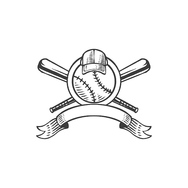 Plik wektorowy szablon logo baseballu vintage retro emblemat