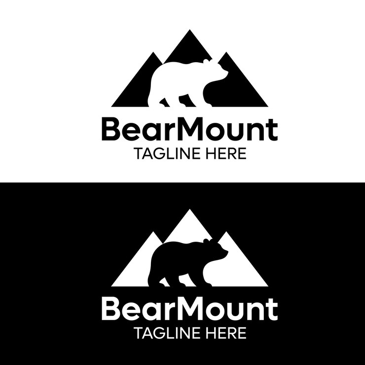 Wektor szablon logo bear and mountain outdoor adventures