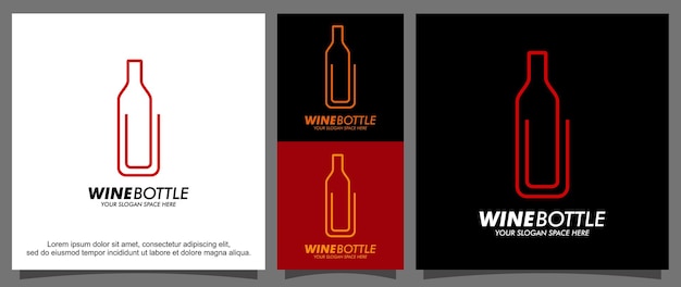 Szablon logo butelki wina z alkoholem