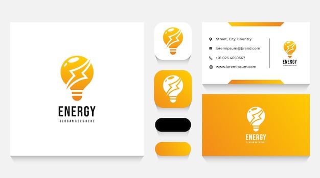 Szablon Logo Energii I żarówki Oraz Wizytówka