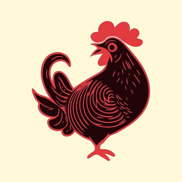 Szablon logo farmy koguta czerwonego czarnego organicznego kurczaka