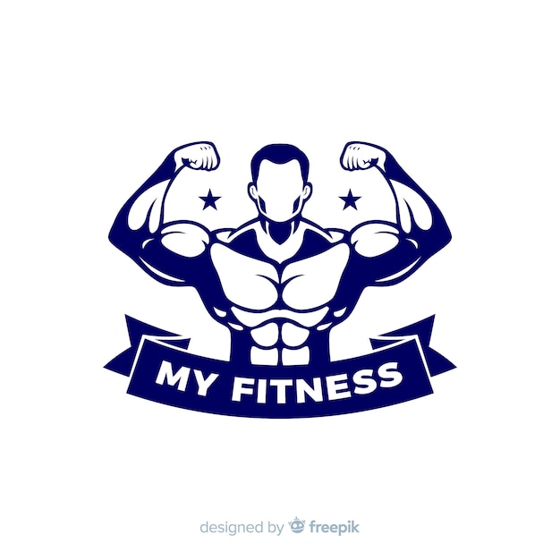 Szablon Logo Fitness Płaska Konstrukcja