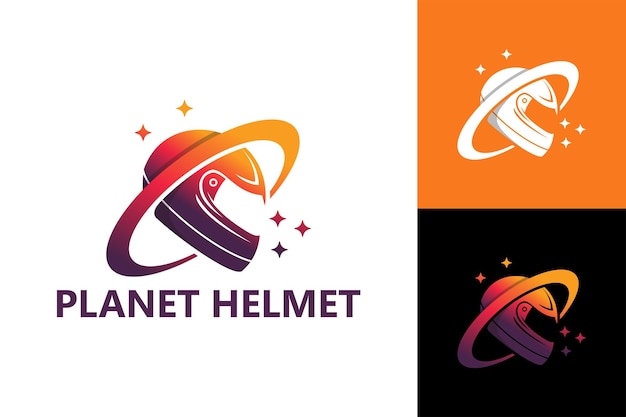 Szablon Logo Hełmu Planety Wektor Premium
