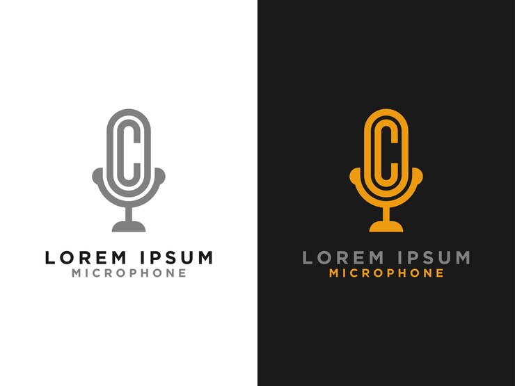 Szablon Logo i początkowe litery projektu mikrofonu OC