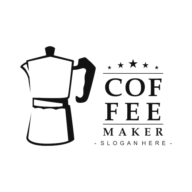 Szablon logo kawy z koncepcją garnka Moka