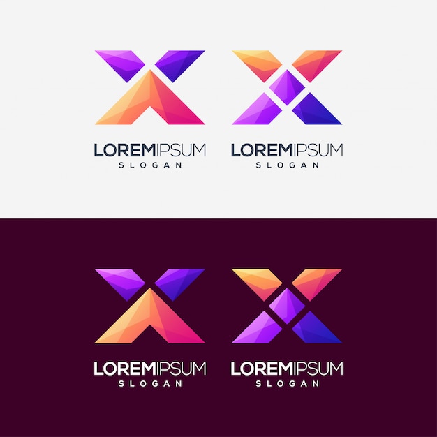 Szablon Logo Kolor Gradientu Litery X.