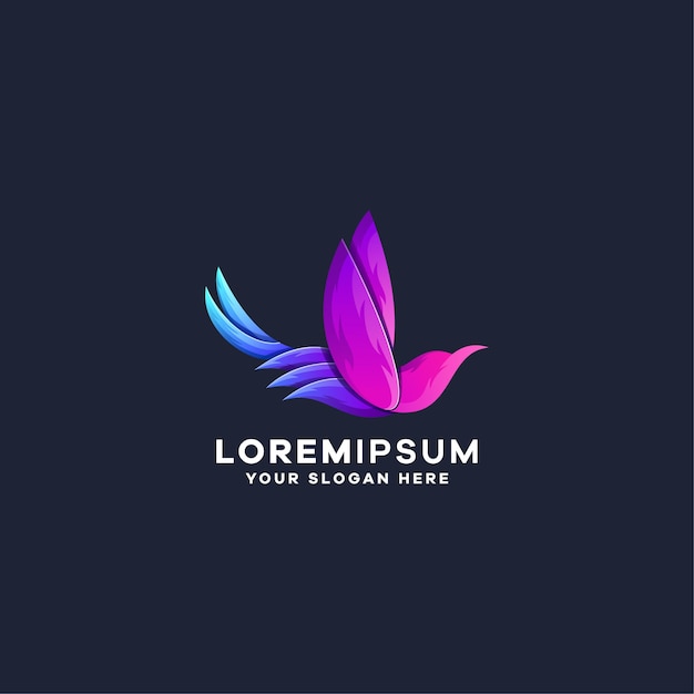 Szablon Logo kolorowe gradientu ptaka