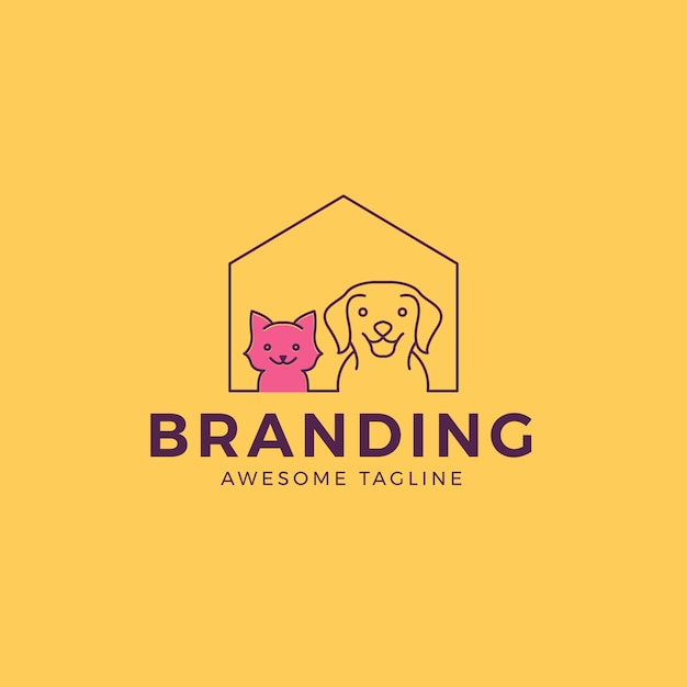 Szablon logo kolorowego psa monoline