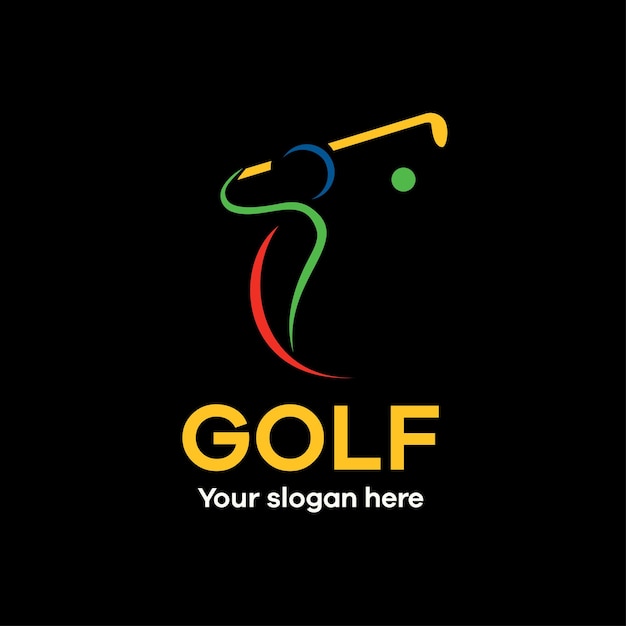 Szablon Logo Kolorowej Nowoczesnej Linii Golfowej