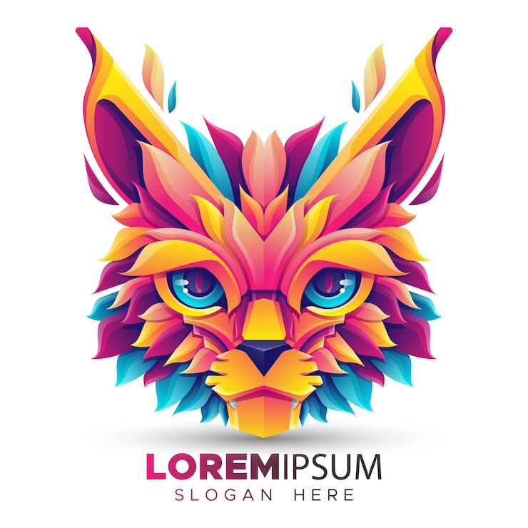 Wektor szablon logo kolorowy kot