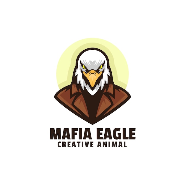 Szablon Logo Kreskówka Maskotka Mafia Eagle