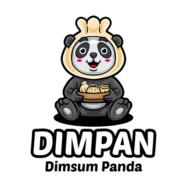 Szablon Logo kreskówka Panda Dim-sum