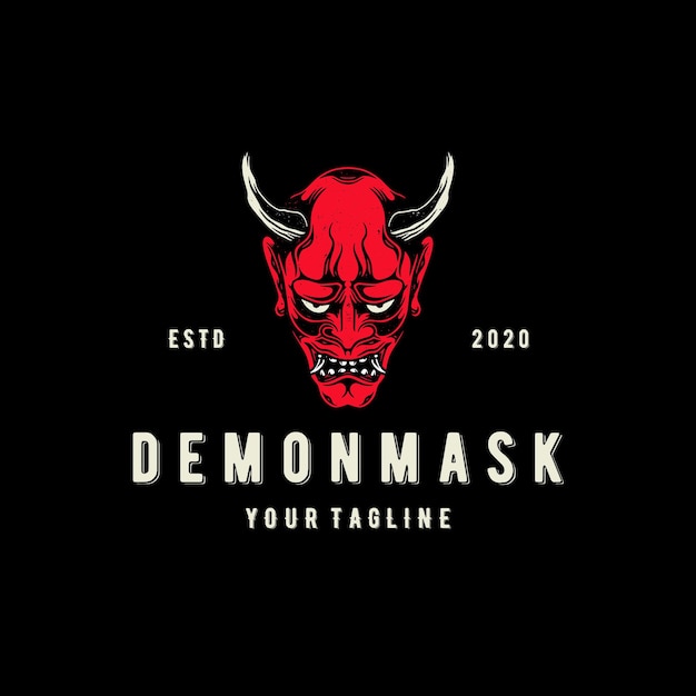 Szablon Logo Maski Demon Oni Na Czarnym Tle