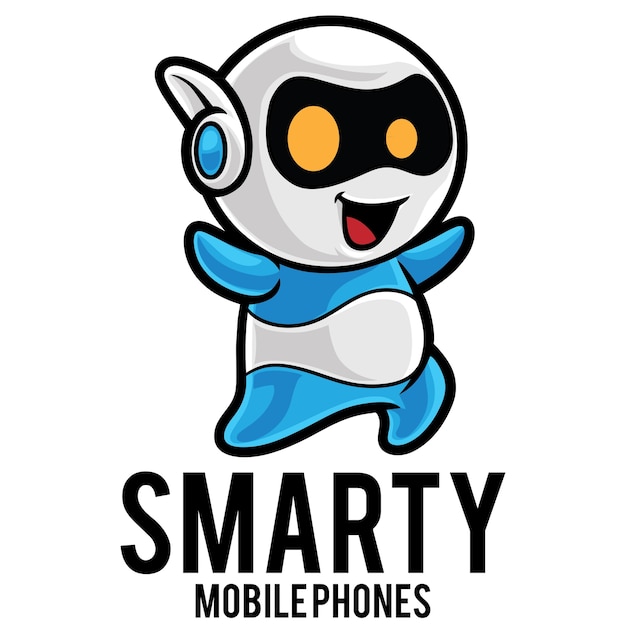 Plik wektorowy szablon logo maskotka robota smartfona