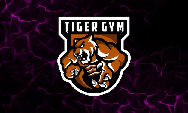 Plik wektorowy szablon logo maskotka tygrys fitness