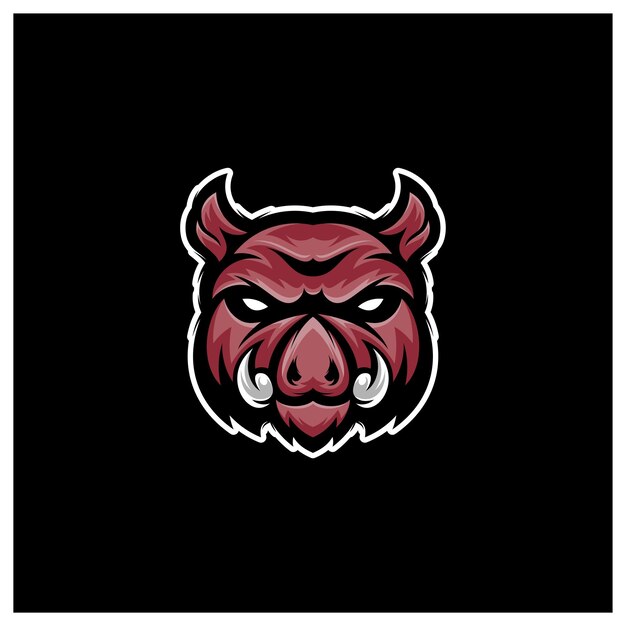 Szablon logo maskotki do gier Boar Esport Wektor Nowoczesna głowa Dzika Logo Wektor
