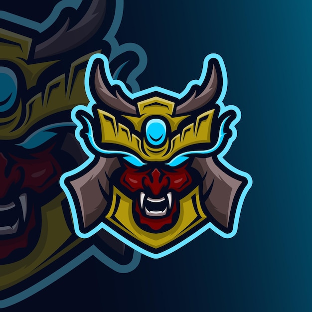 Szablon Logo Maskotki Głowy Samuraja