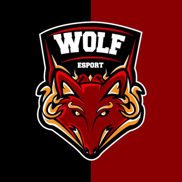 Szablon Logo Maskotki Gry Wolf Pro Player Esport Premium Wektorów