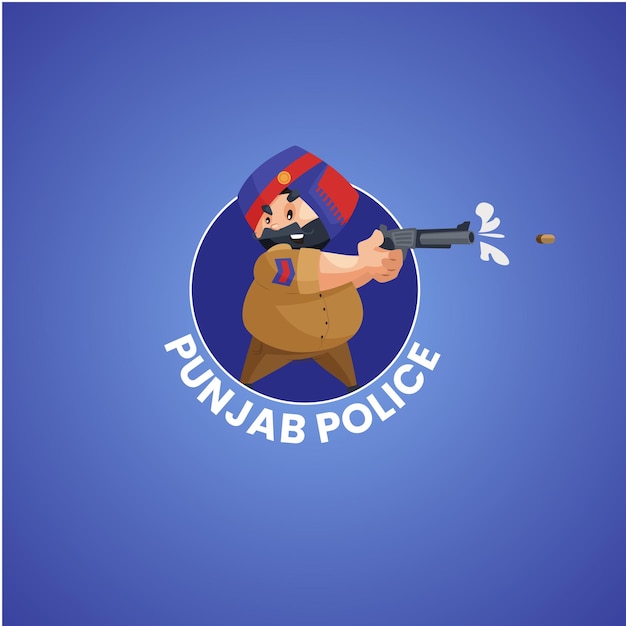 Plik wektorowy szablon logo maskotki policji w pendżabie