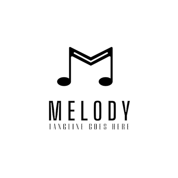Szablon Logo Melodii Z Dźwiękiem Instrumentu, Ikona Muzyki Dla Ilustracji Wektorowych Rozrywki