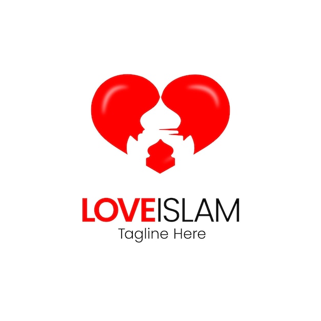 Szablon Logo Miłość Islam Islamska Negatywna Przestrzeń