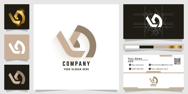 Wektor szablon logo monogram litery n lub la z projektem wizytówki