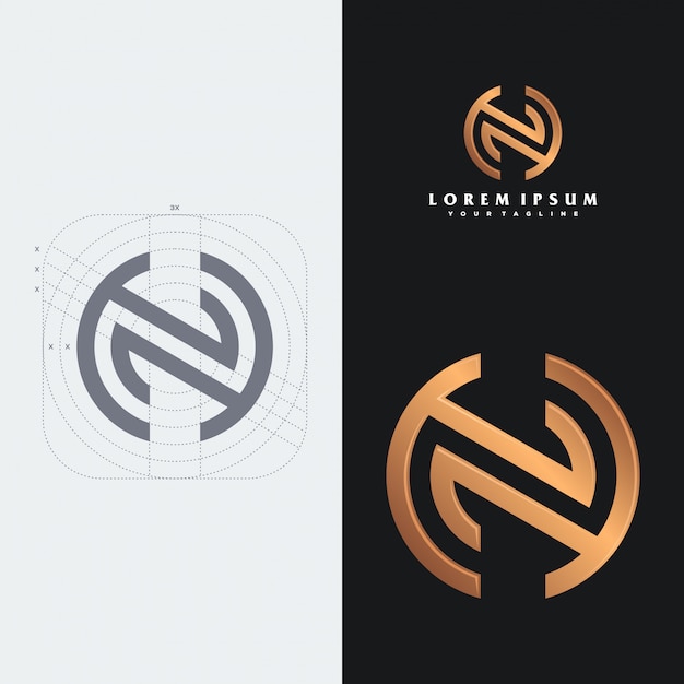 Plik wektorowy szablon logo monogram nh.