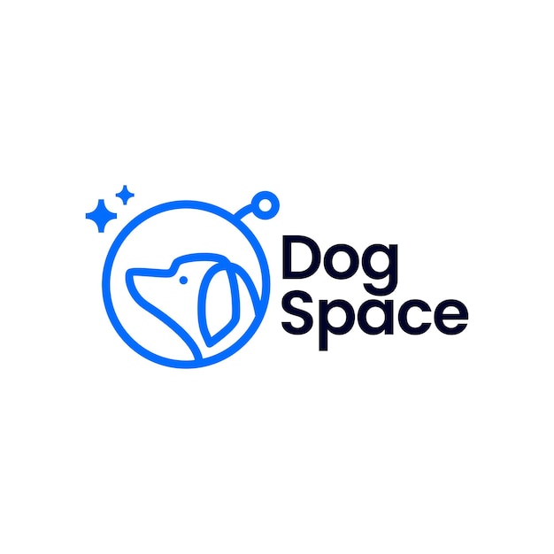 Szablon Logo Monoline Astronauta Kosmiczny Pies