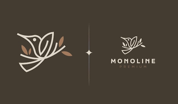 Szablon Logo Monoline Ptaka Uniwersalny Kreatywny Symbol Premium Wektor Znak Ikona Logotyp