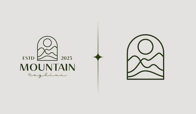 Plik wektorowy szablon logo mountain peak sunburst uniwersalny kreatywny symbol premium ilustracja wektorowa szablon projektowania creative minimal symbol dla tożsamości biznesowej firmy