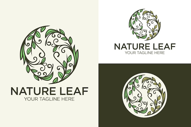 Szablon Logo Naturalne Koło Kreatywnych Liści