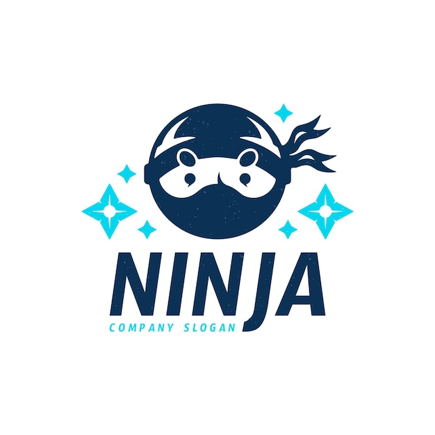 Szablon Logo Ninja O Płaskiej Konstrukcji