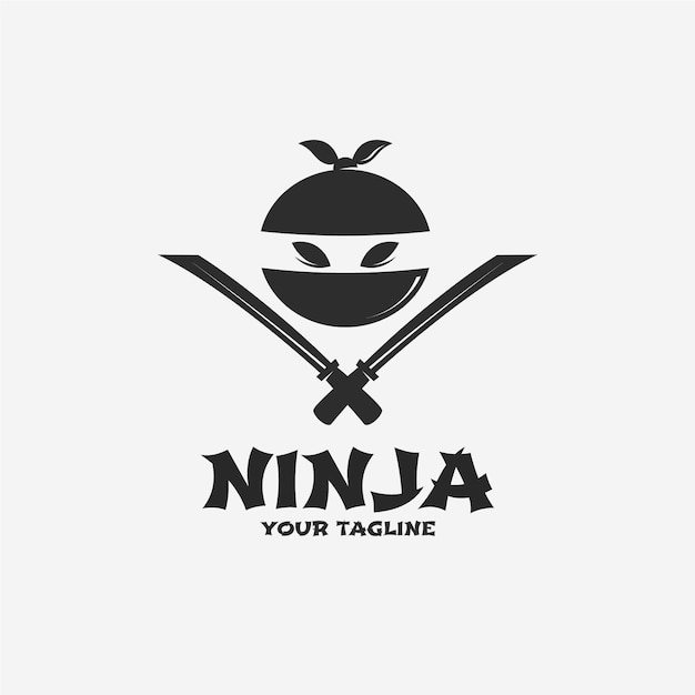 Plik wektorowy szablon logo ninja w płaskiej konstrukcji